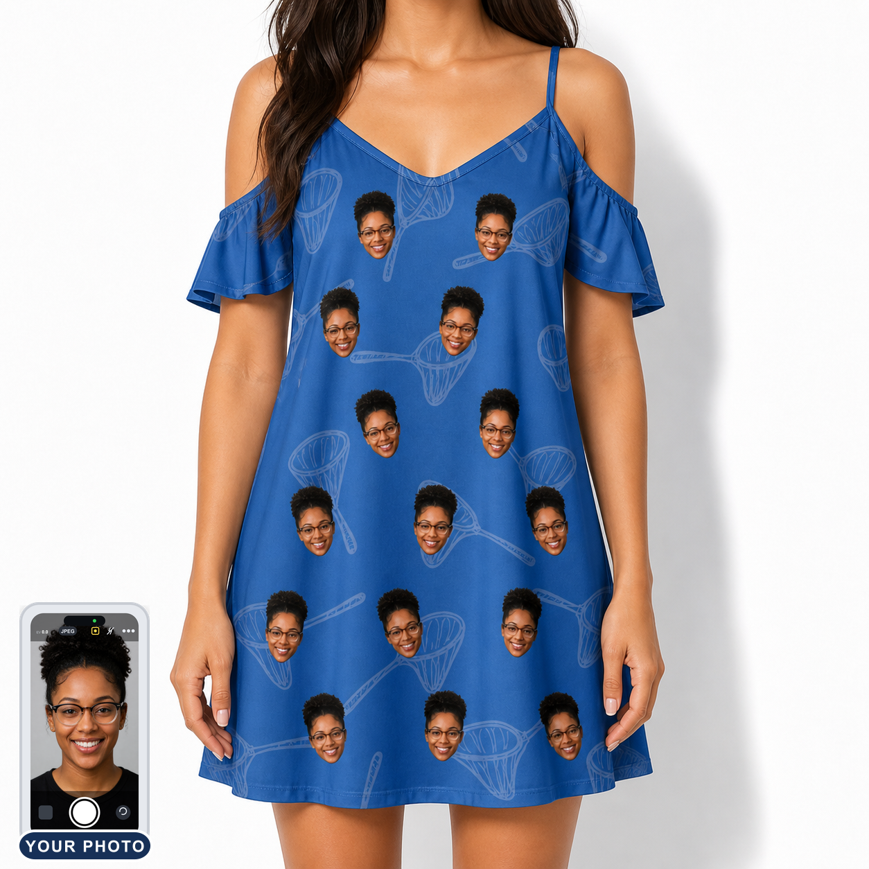 Women's Net Results Custom Face Off-Shoulder Dress
