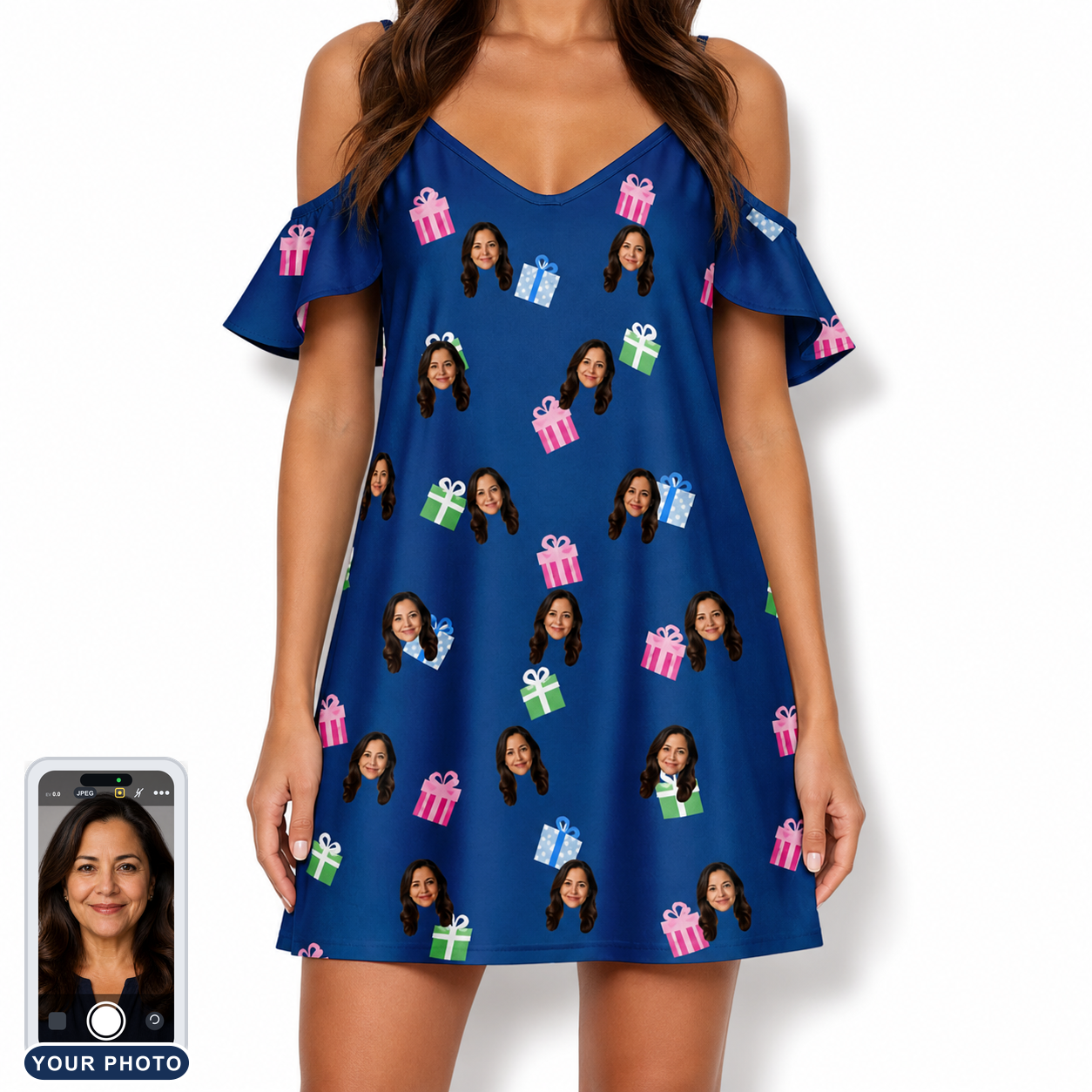 Women's Boxed Bliss Custom Face Off-Shoulder Dress
