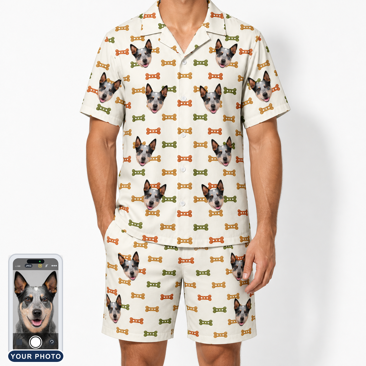 Men's Snout Sweets Custom Dog Face Shirt & Shorts Set