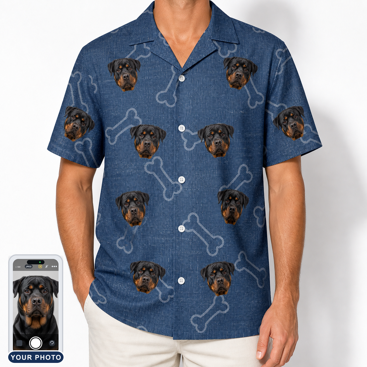 Men's Canine Crunch Custom Dog Face Hawaiian Shirt