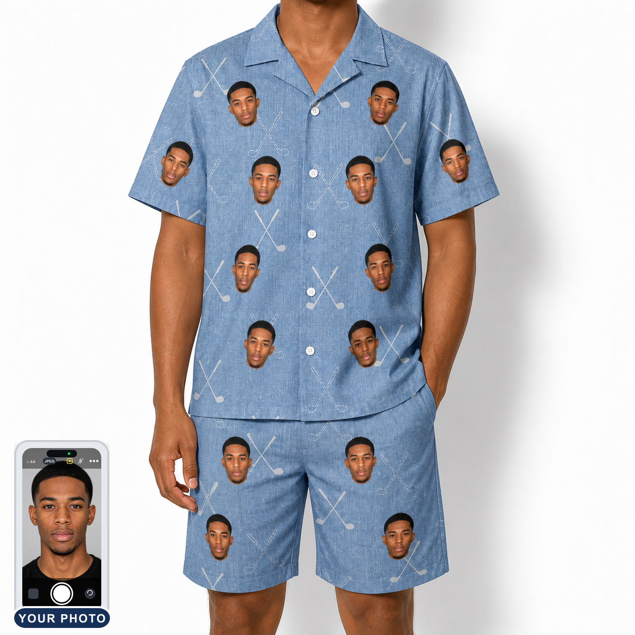 Men's Clubhouse Crossfire Custom Face Shirt & Shorts Set