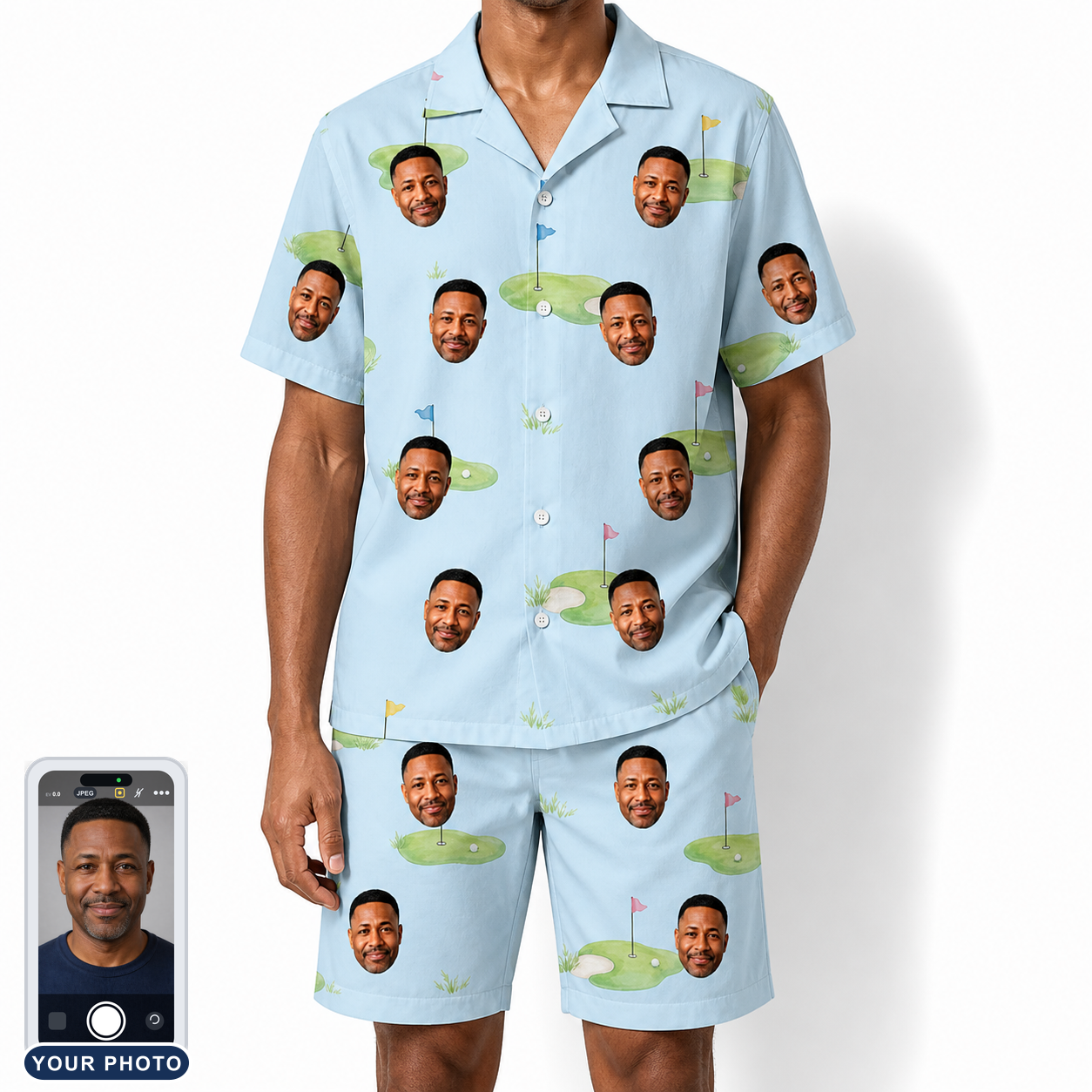Men's Turf Tactics Custom Face Shirt & Shorts Set