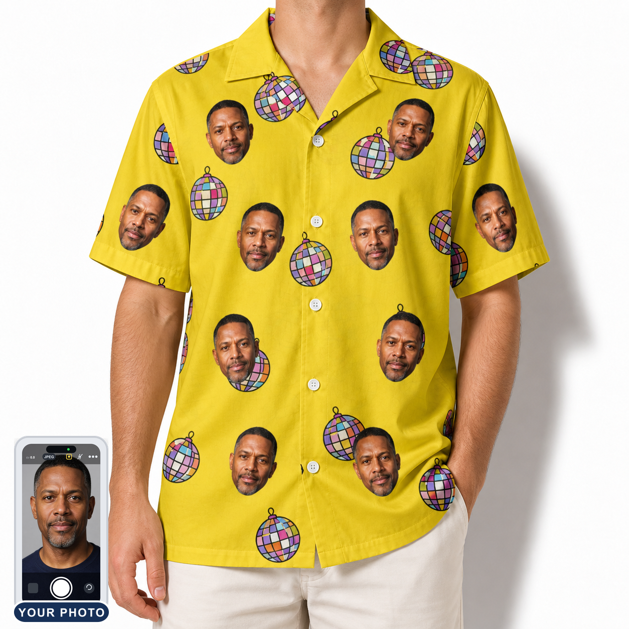 Men's Mirrorball Mischief Custom Face Hawaiian Shirt