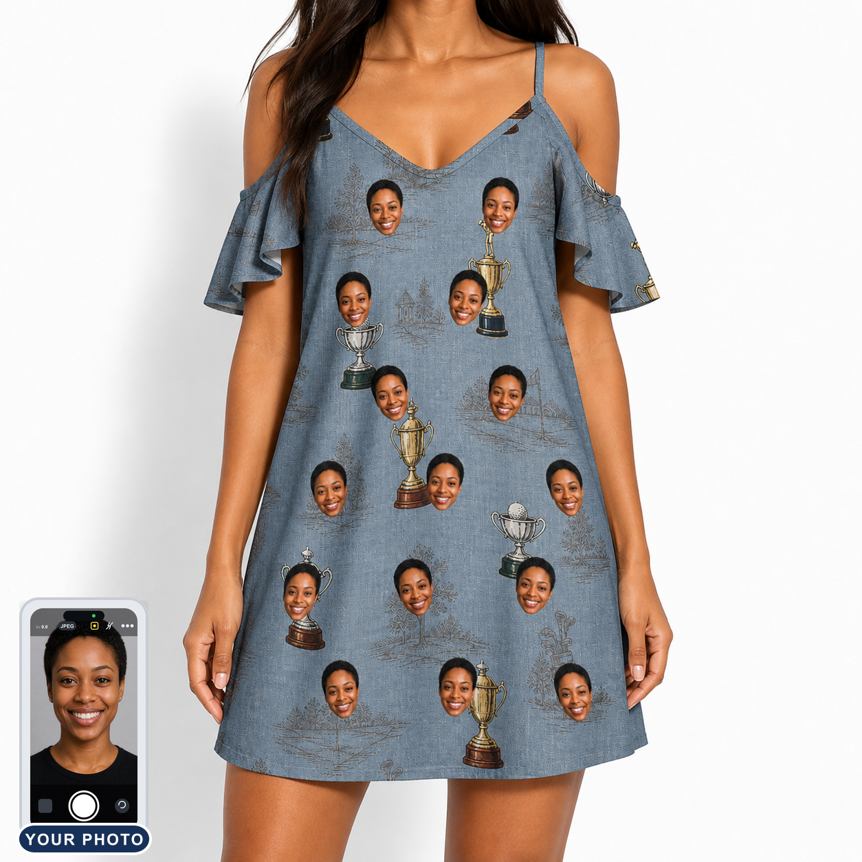 Women's Ace Accolades Custom Face Off-Shoulder Dress