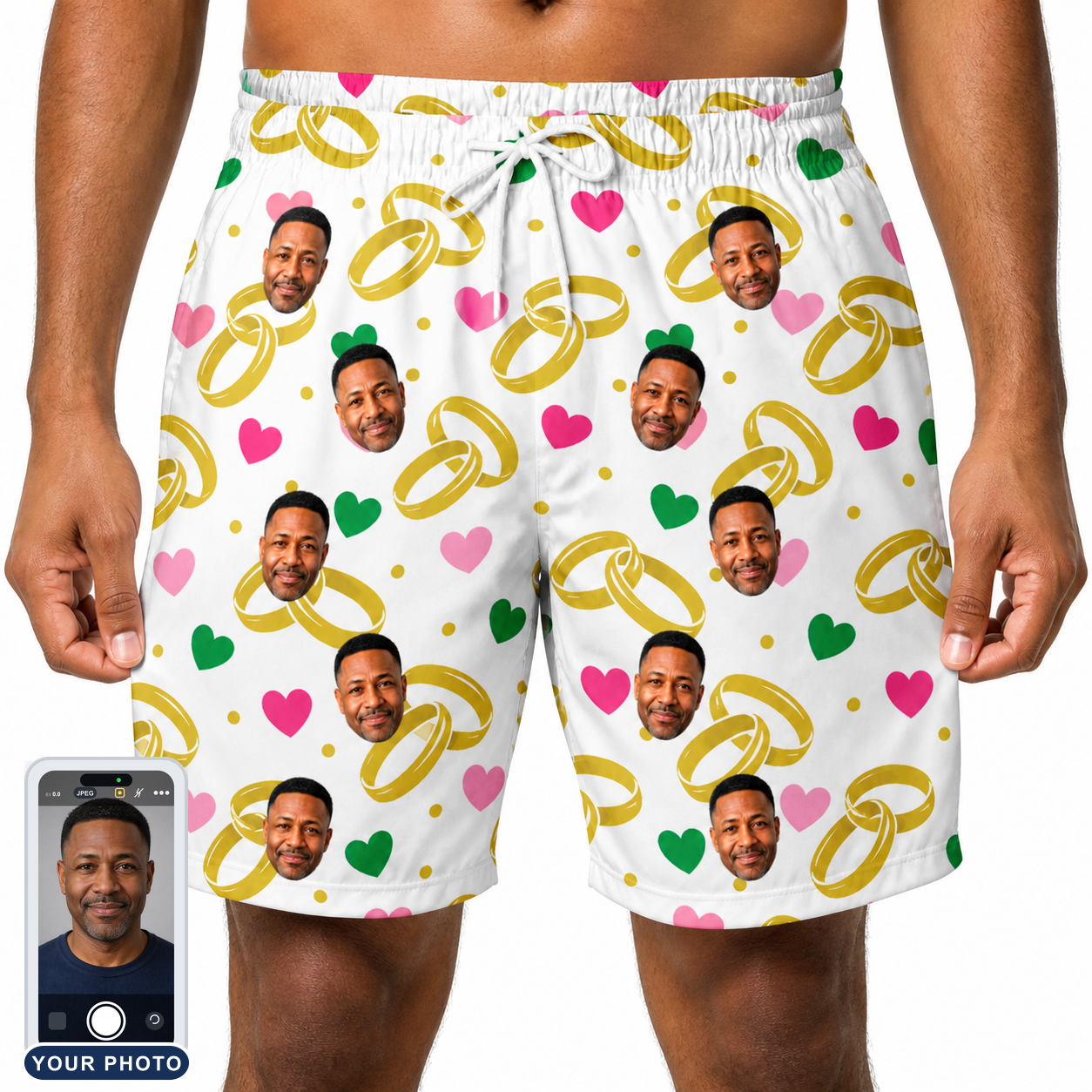Men's Saltkissed Circles Custom Face Beach Shorts