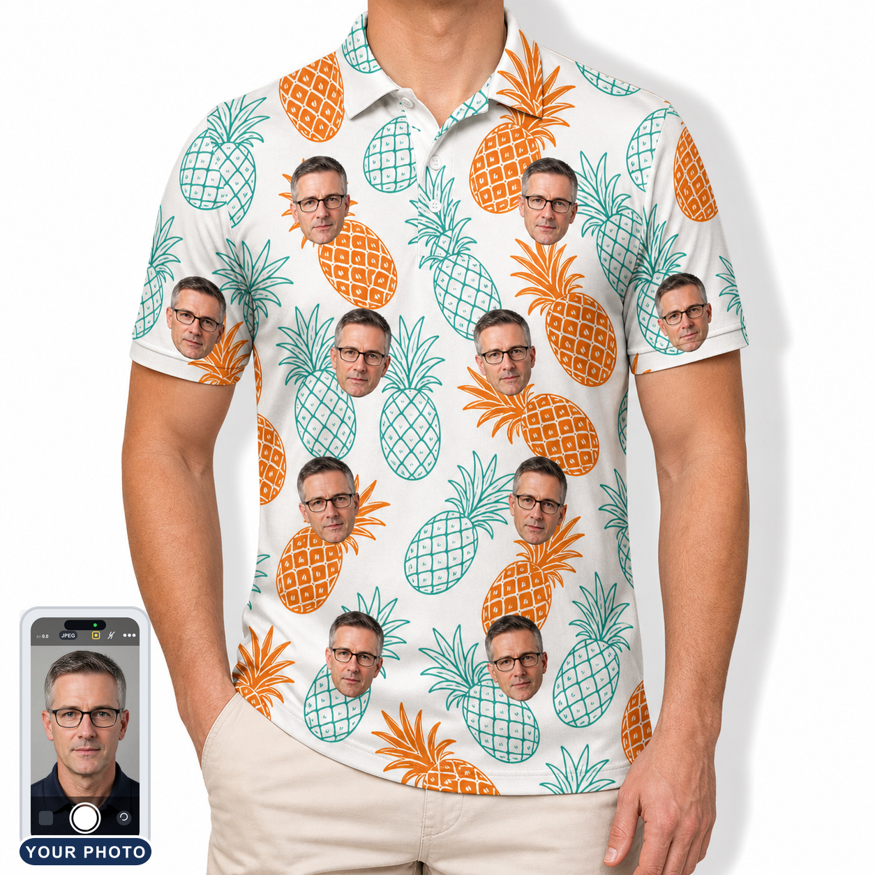 Men's Spiky Staycation Custom Face Polo Shirt