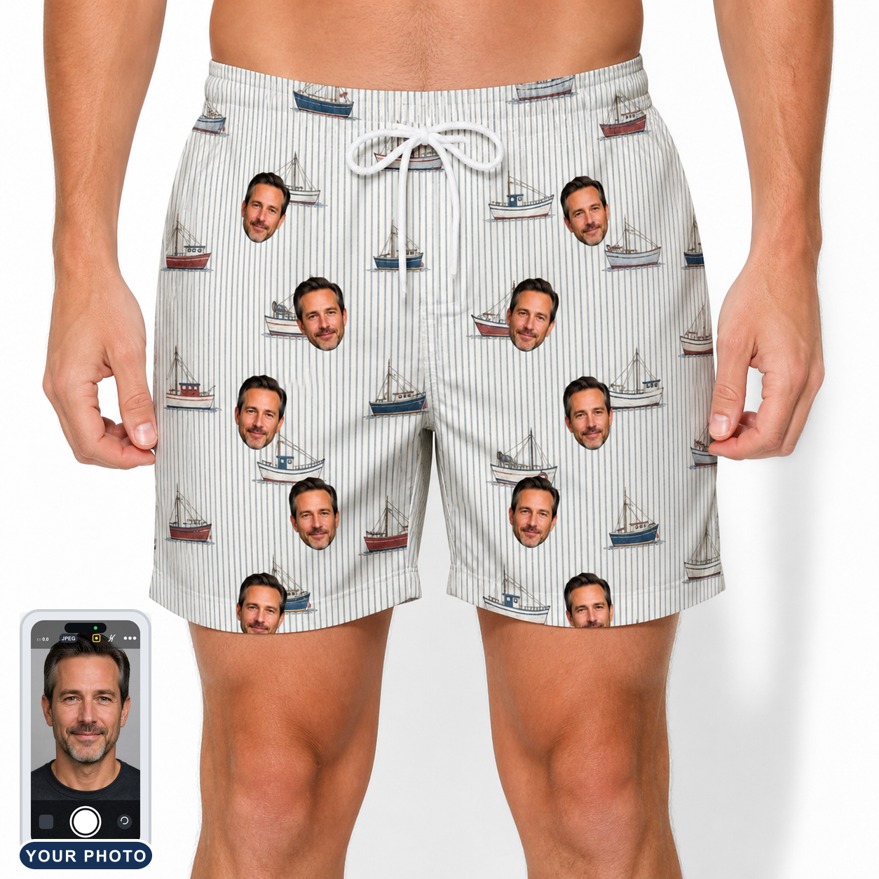 Men's Sardine Skippers Custom Face Beach Shorts