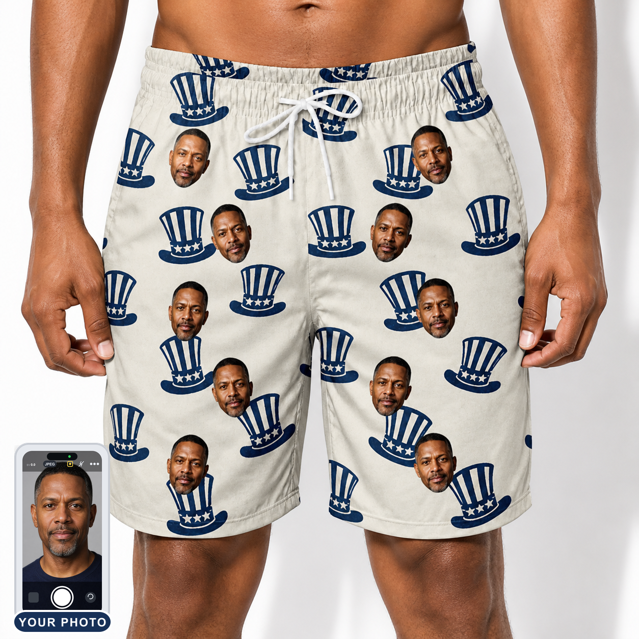Men's Crown Capers Custom Face Beach Shorts
