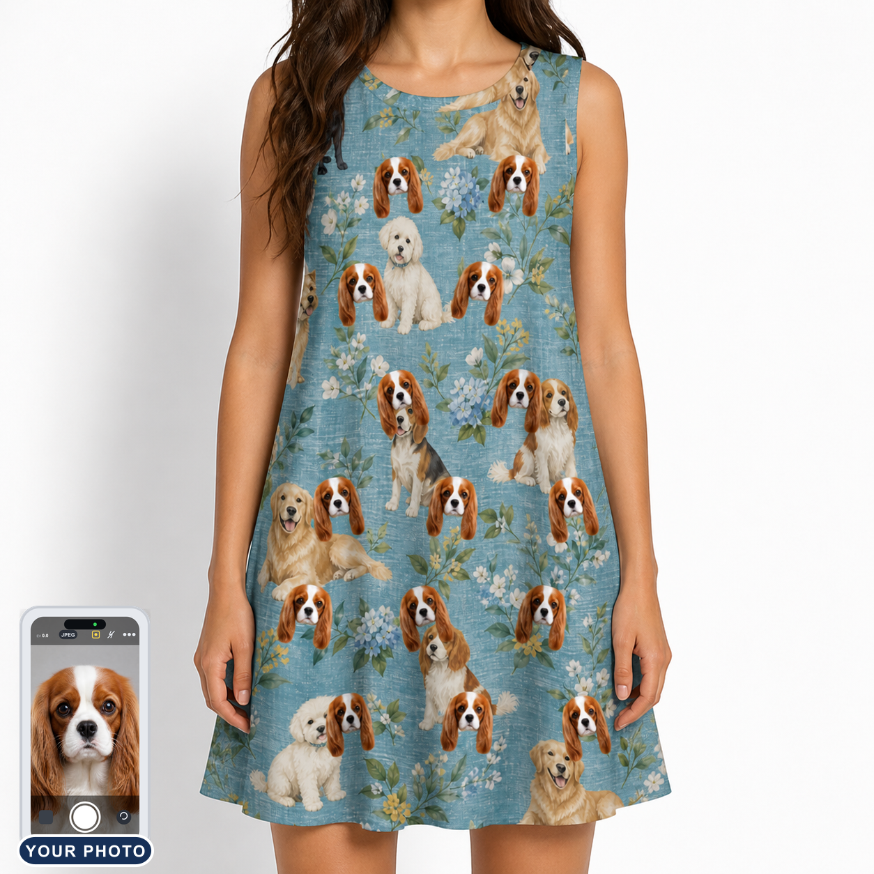 Women's Doggone Doodles Custom Dog Face Tank Dress