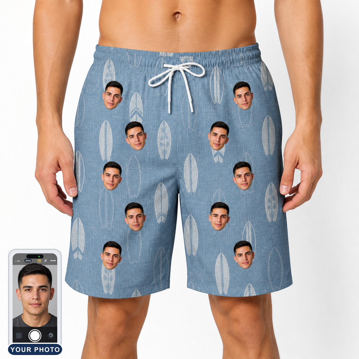 Men's Retro Riptide Custom Face Beach Shorts