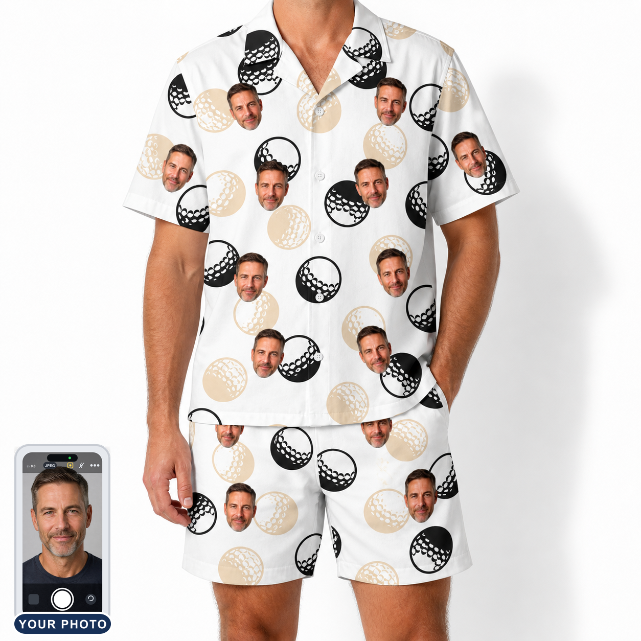 Men's Dimple Dash Custom Face Shirt & Shorts Set