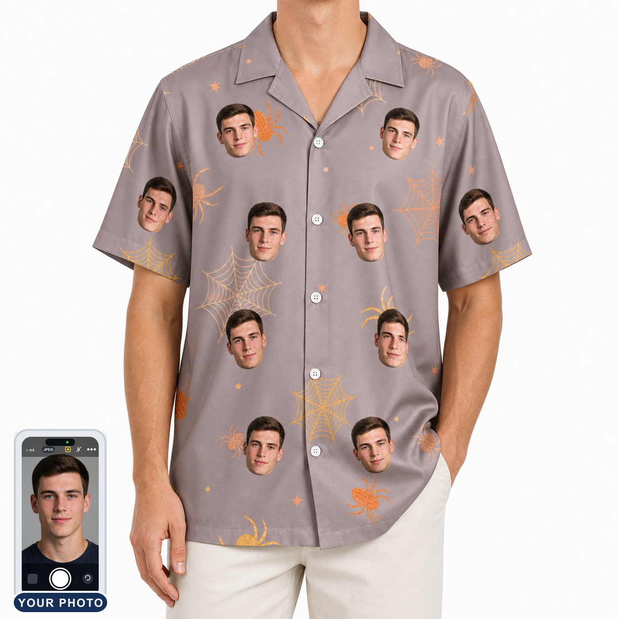 Men's Haunted Lattice Custom Face Hawaiian Shirt