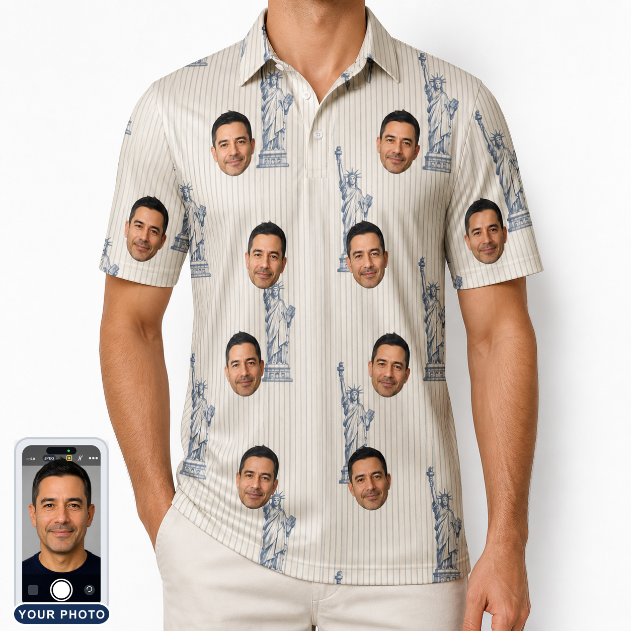 Men's Harbor Halo Custom Face Polo Shirt