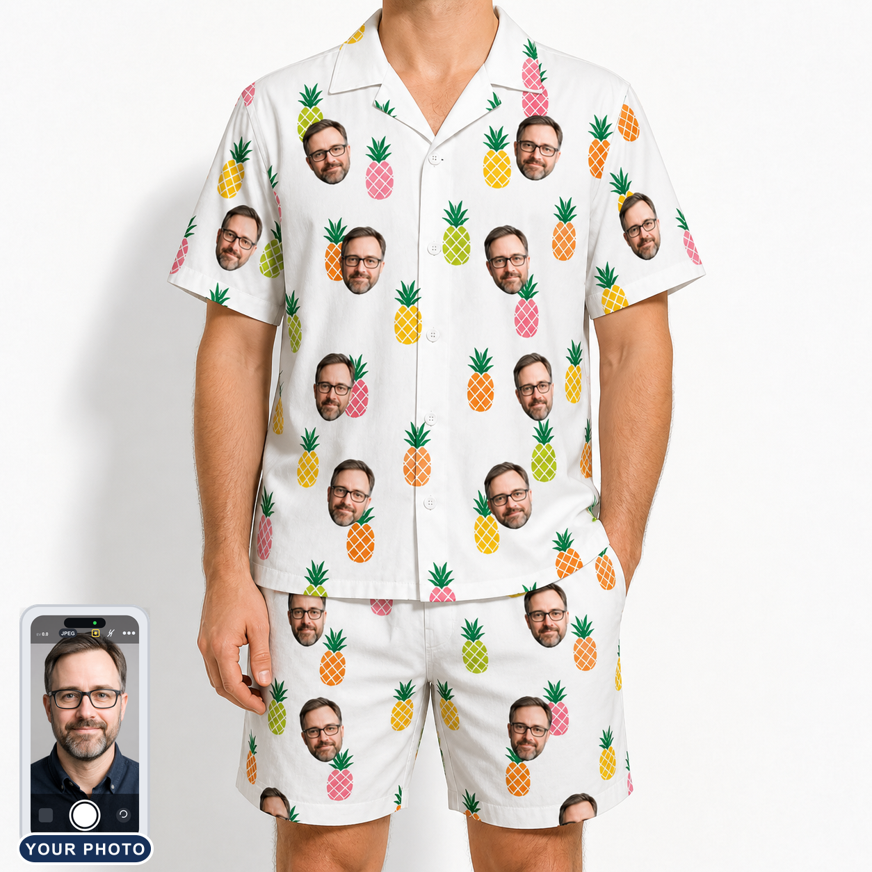 Men's Tangy Tresses Custom Face Shirt & Shorts Set