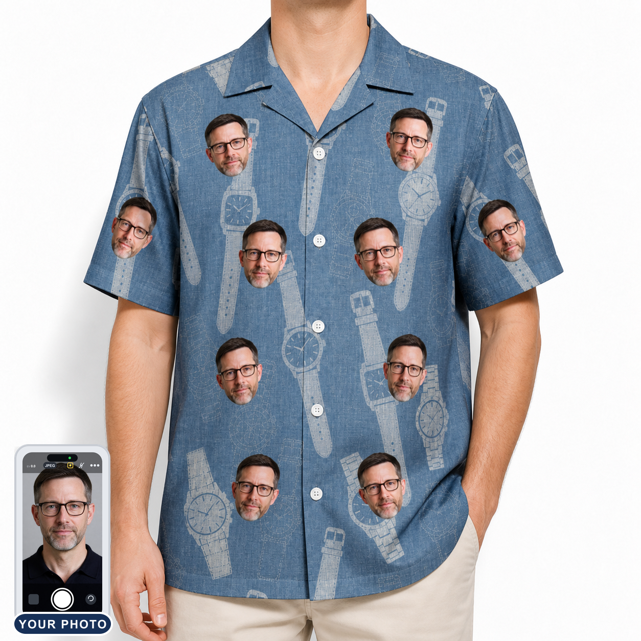 Men's Chrono Chaps Custom Face Hawaiian Shirt