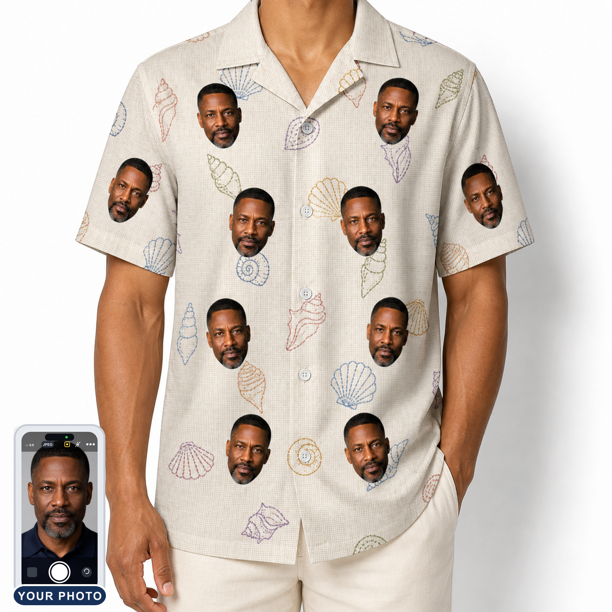 Men's Bivalve Bounce Custom Face Hawaiian Shirt
