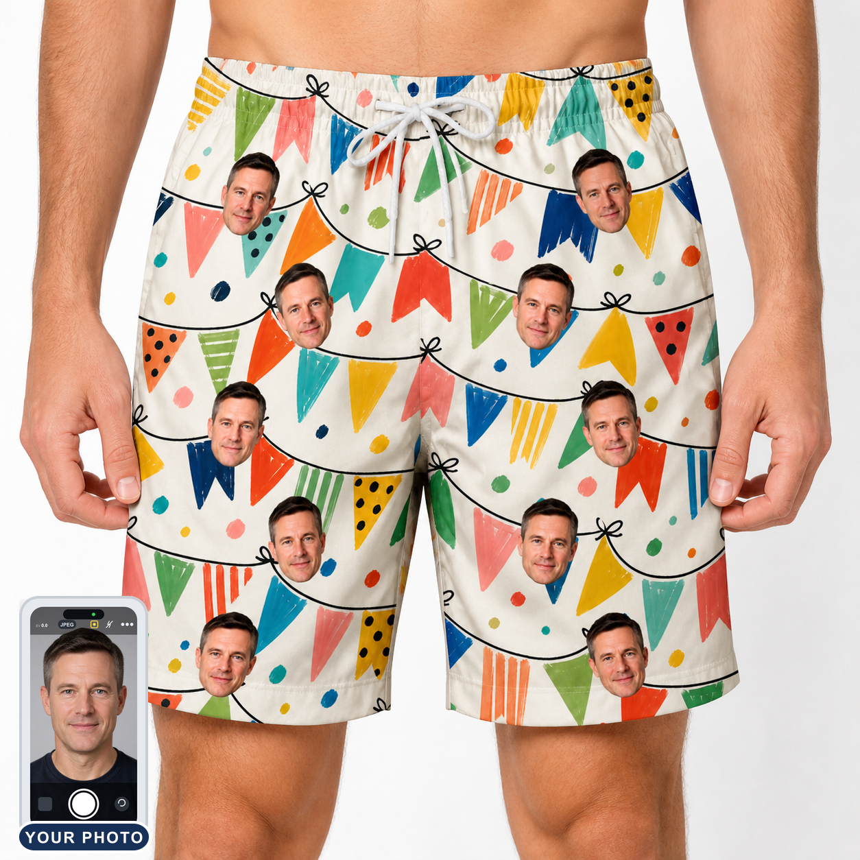 Men's Tulle Tumble Custom Face Beach Shorts