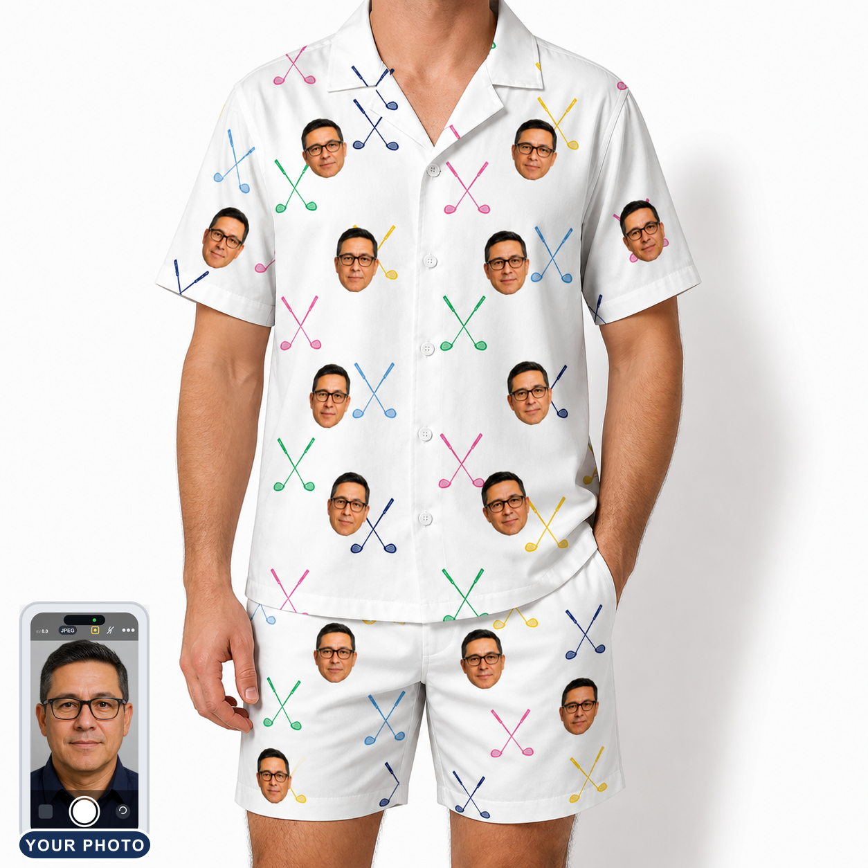 Men's Swing Symphony Custom Face Shirt & Shorts Set