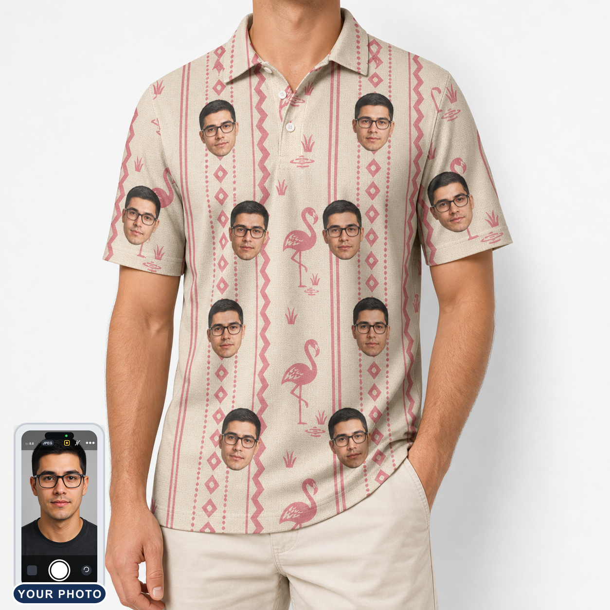 Men's Waddle Wink Custom Face Polo Shirt