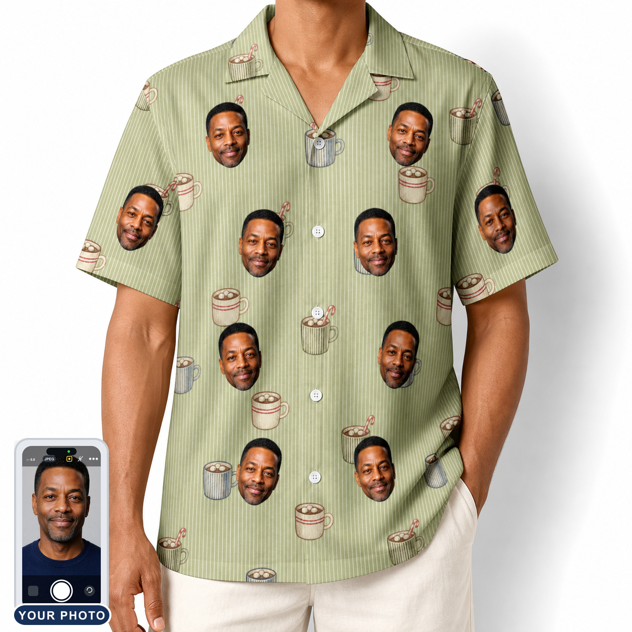 Men's Marshmallow Mugs Custom Face Hawaiian Shirt