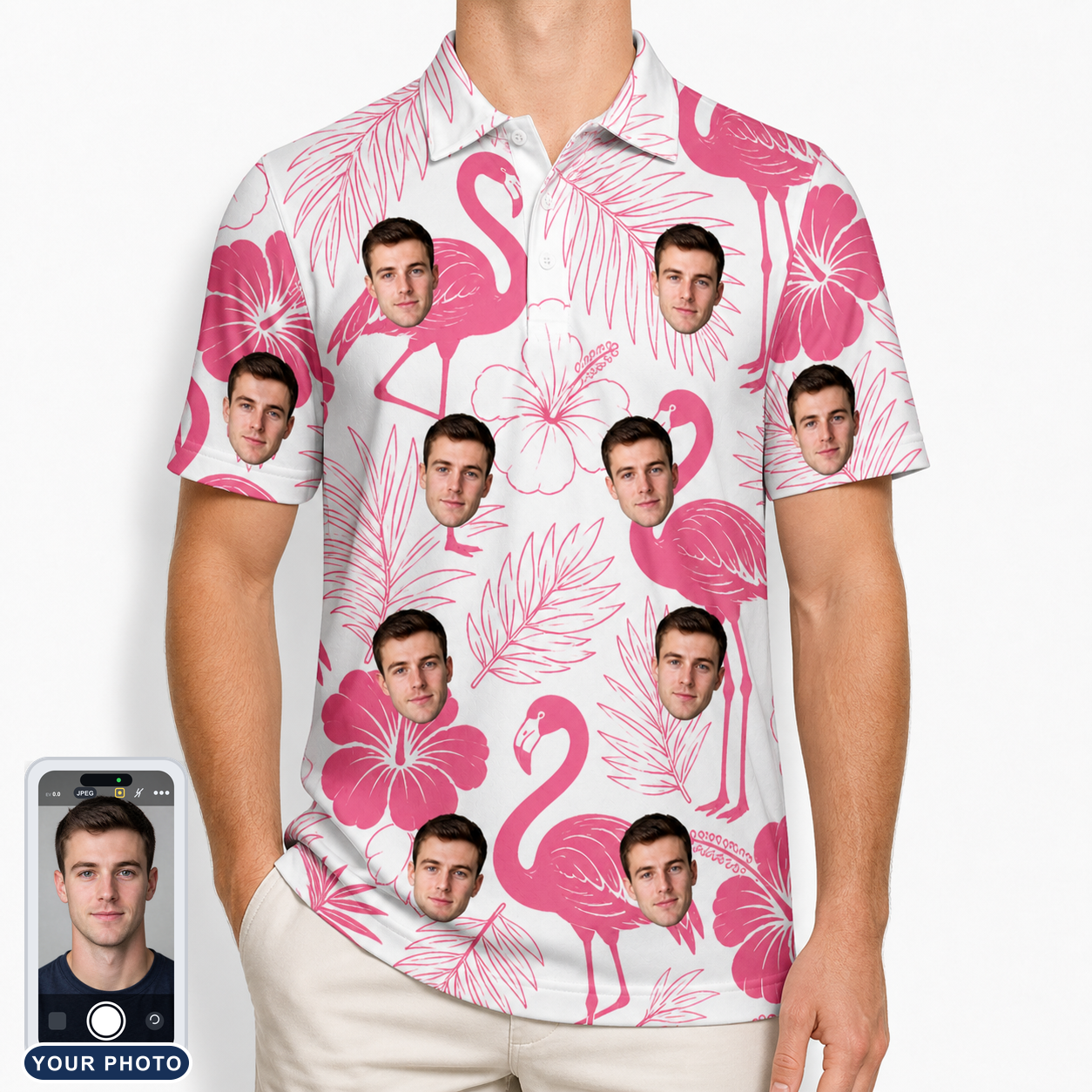 Men's Rosy Waders Custom Face Polo Shirt