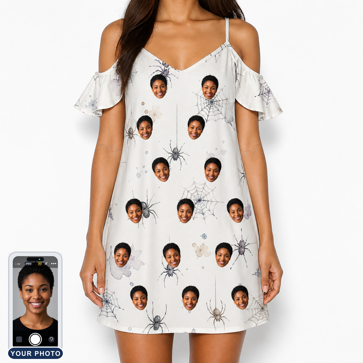 Women's Eight-Legged Elegance Custom Face Off-Shoulder Dress