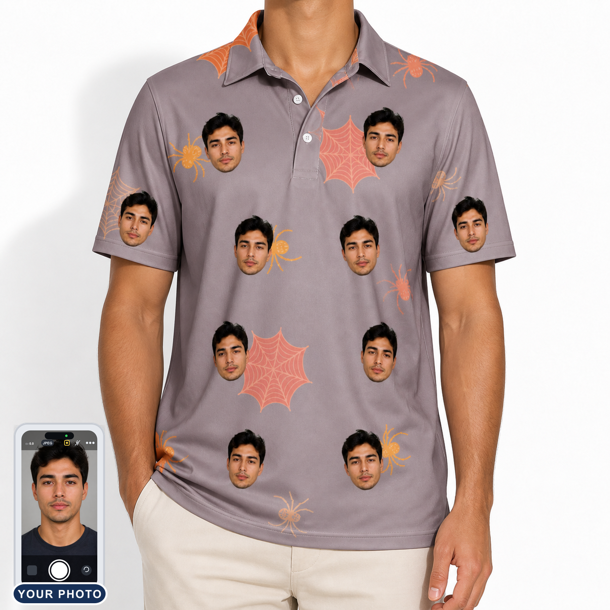 Men's Silken Scare Custom Face Polo Shirt