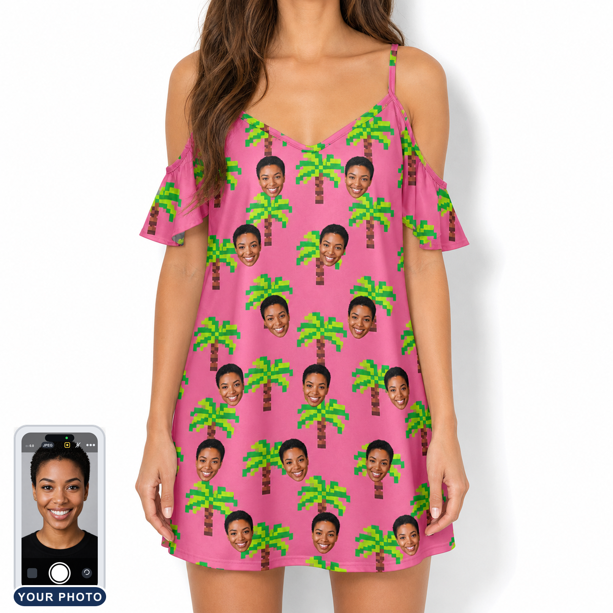 Women's Sepia Sojourn Custom Face Off-Shoulder Dress