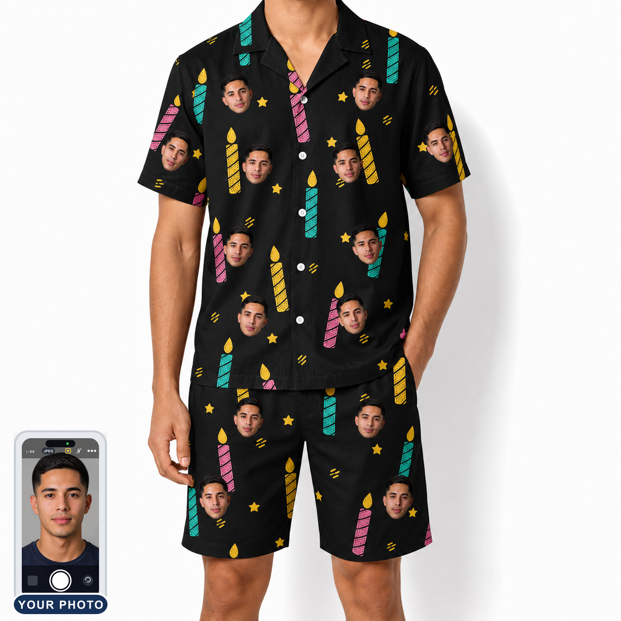 Men's Wick Winks Custom Face Shirt & Shorts Set