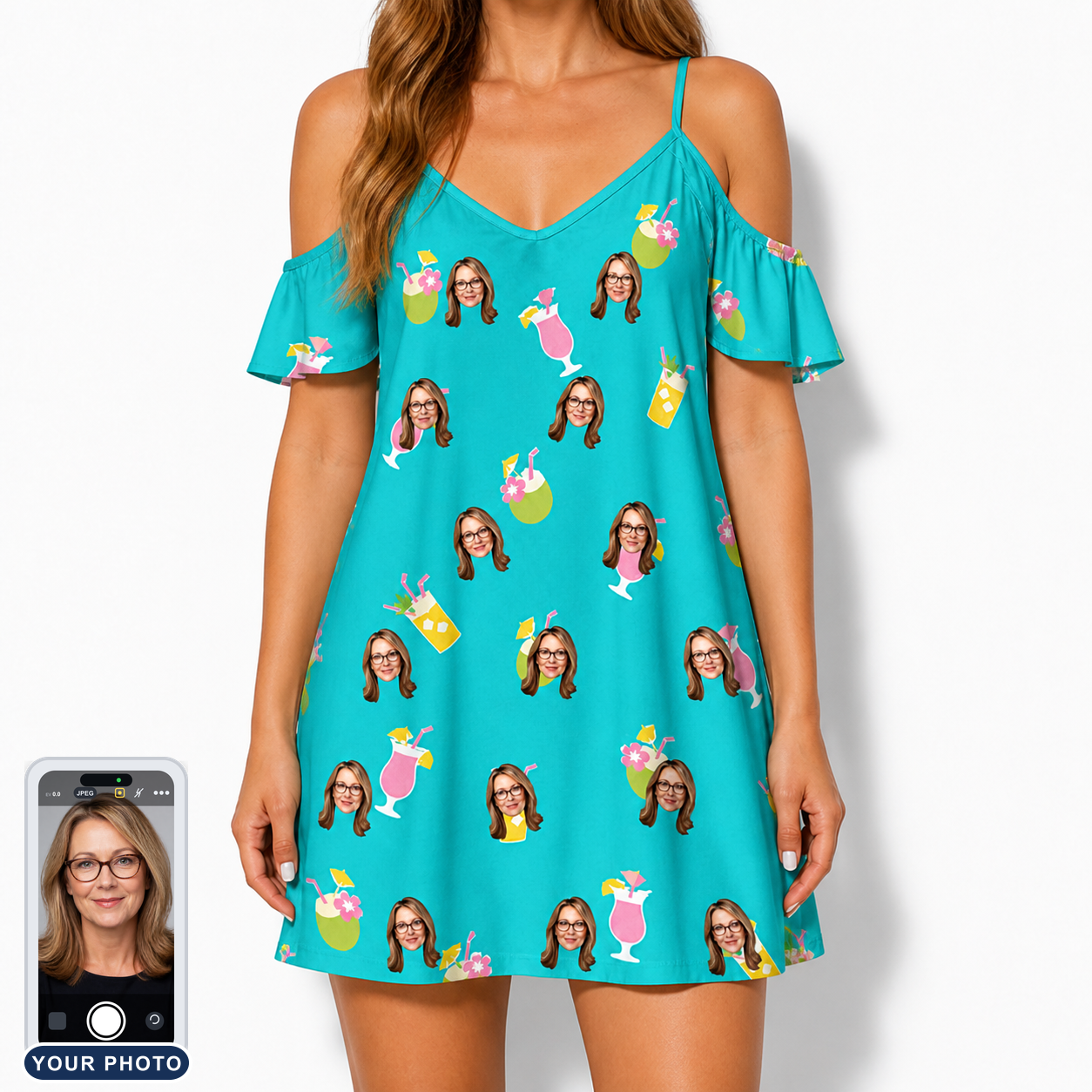 Women's Daiquiri Darlings Custom Face Off-Shoulder Dress