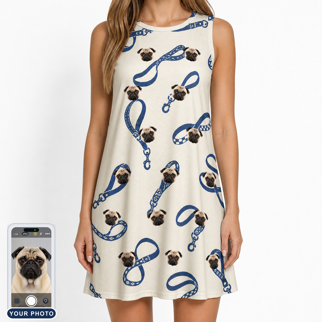 Women's Leash Lineup Custom Dog Face Tank Dress