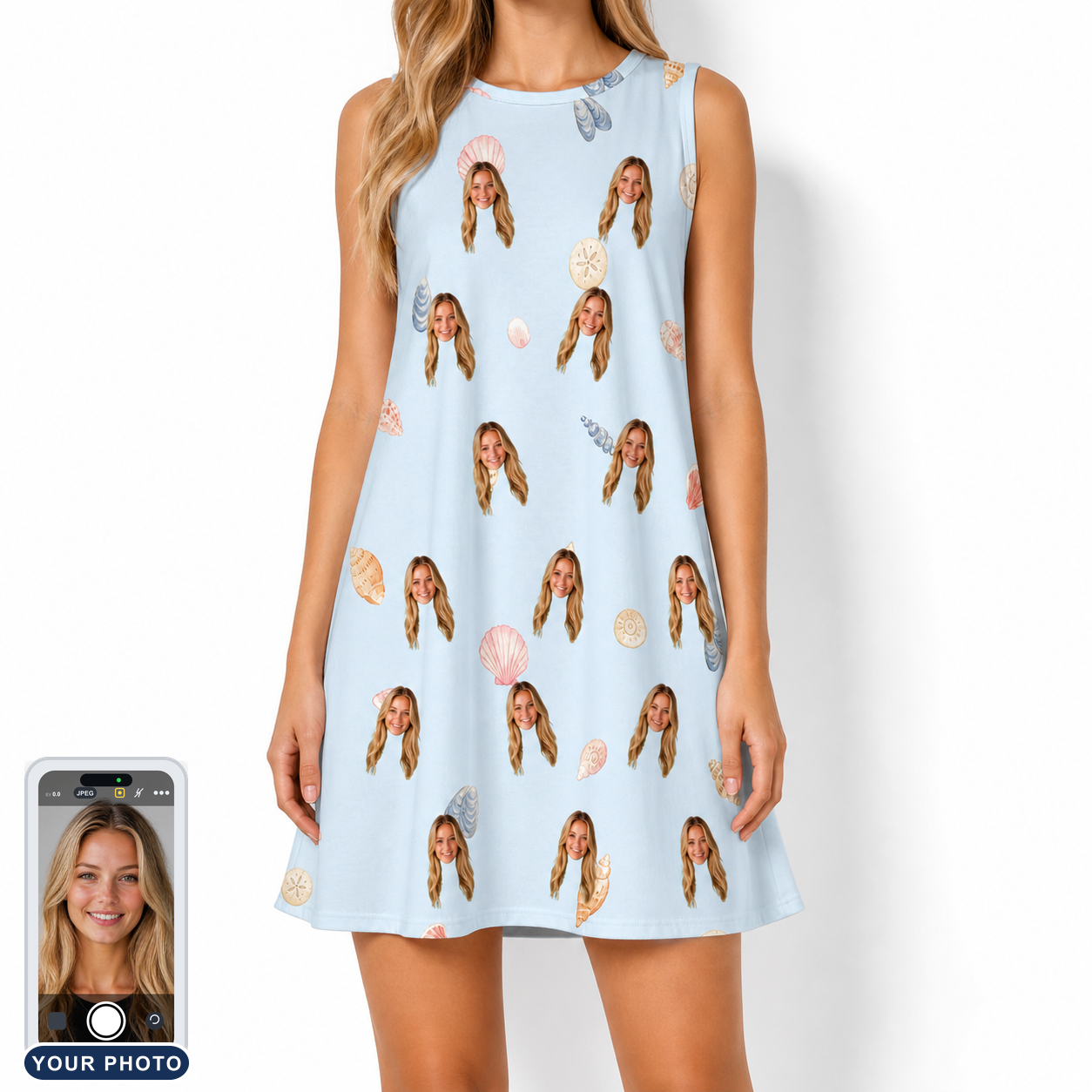 Women's Shell Yeah Custom Face Tank Dress