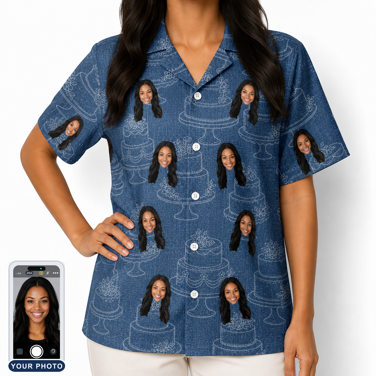 Women's Bridal Batter Custom Face Hawaiian Shirt