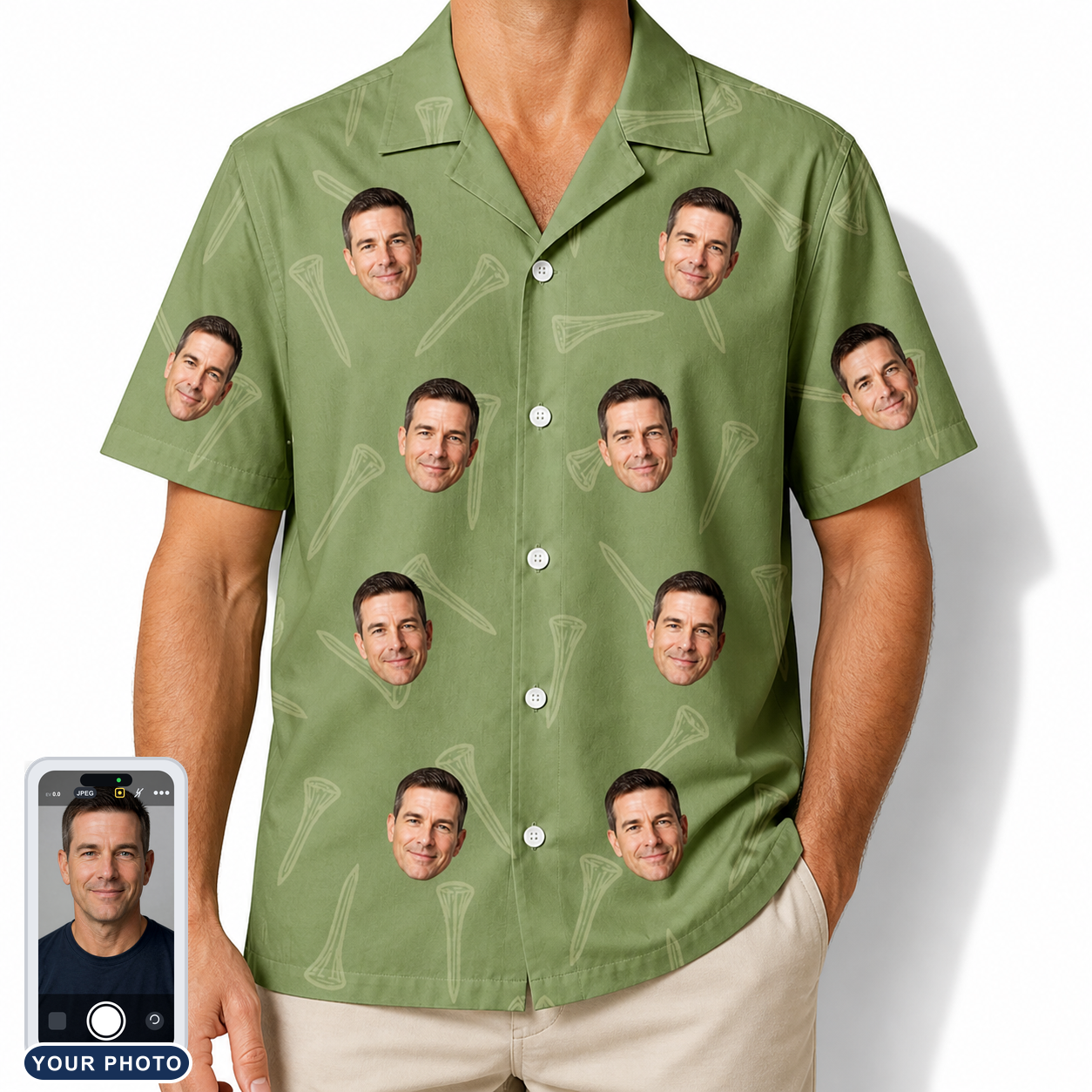 Men's Fairway Flair Custom Face Hawaiian Shirt