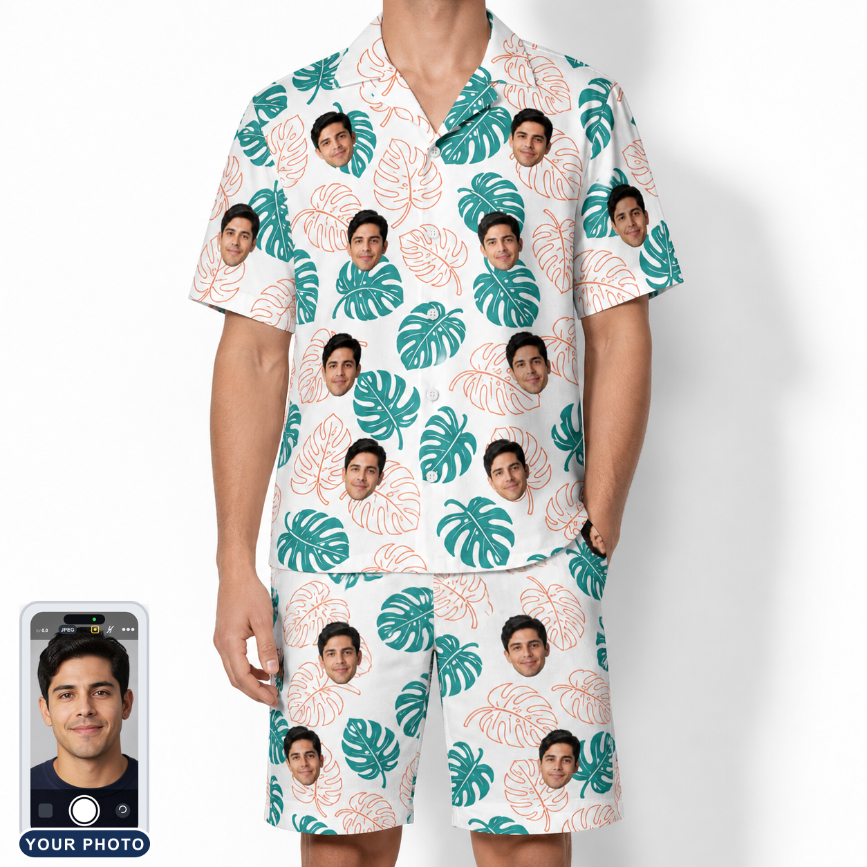Men's Caladium Carnival Custom Face Shirt & Shorts Set
