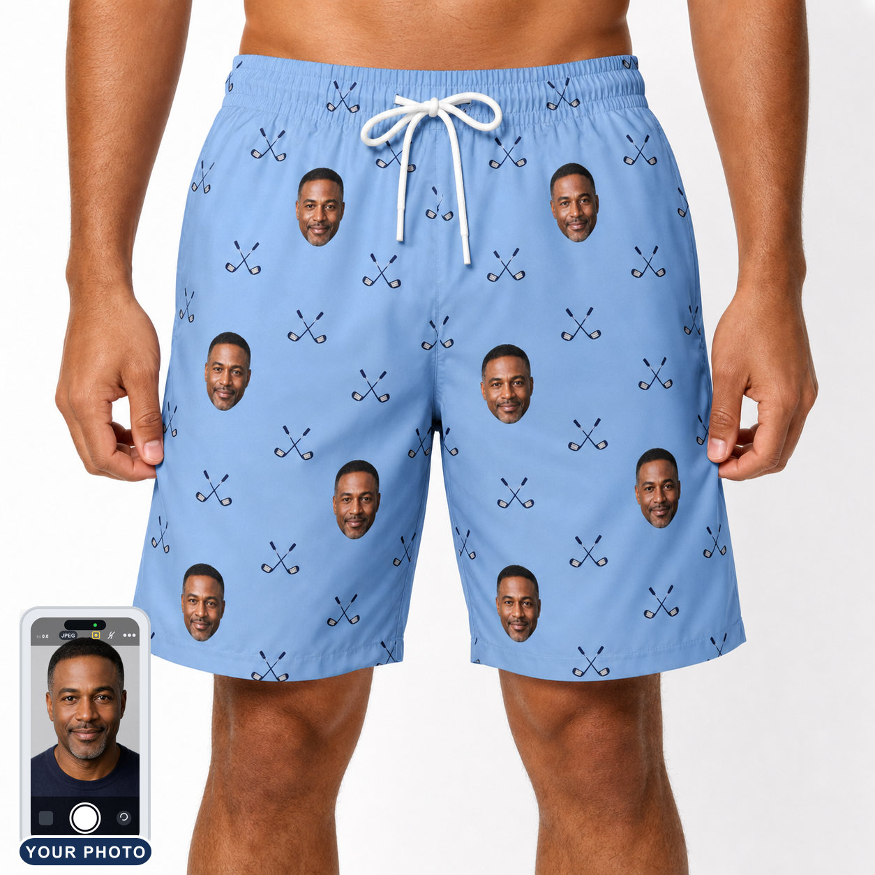 Men's Iron Icons Custom Face Beach Shorts