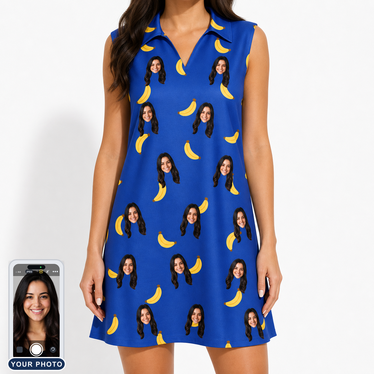 Women's Bunch Buzz Custom Face V-Neck Dress