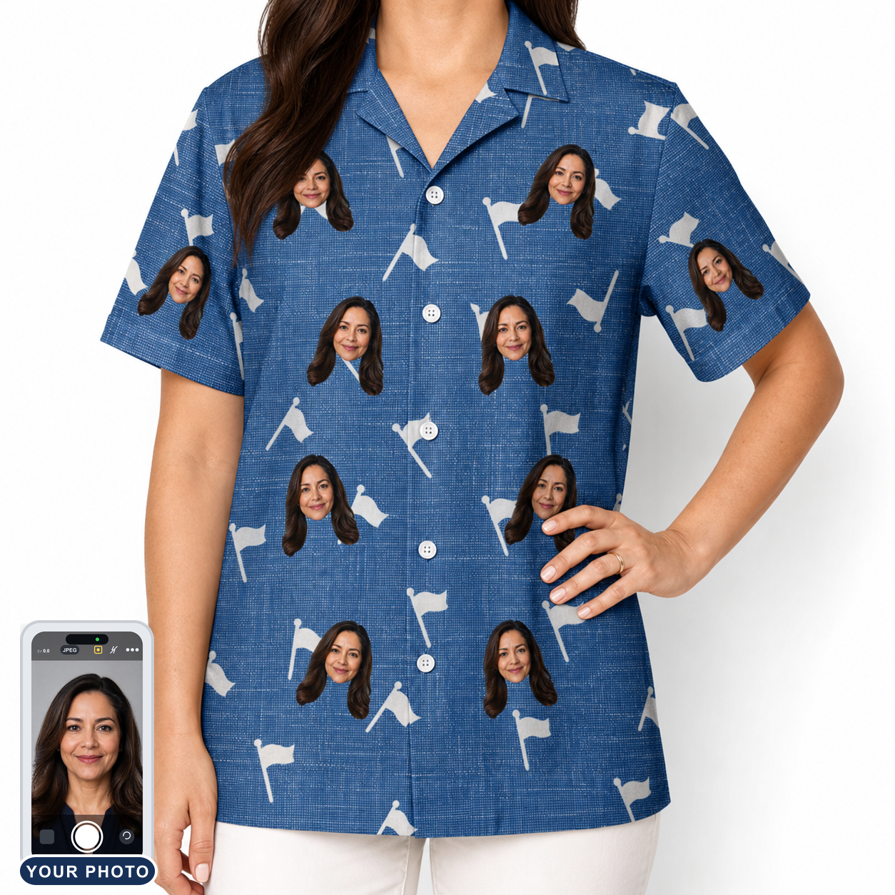 Women's Flagstick Fanatics Custom Face Hawaiian Shirt