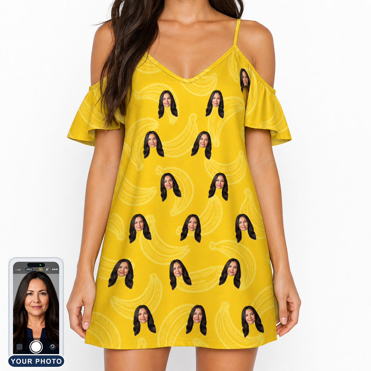 Women's Cavendish Capers Custom Face Off-Shoulder Dress
