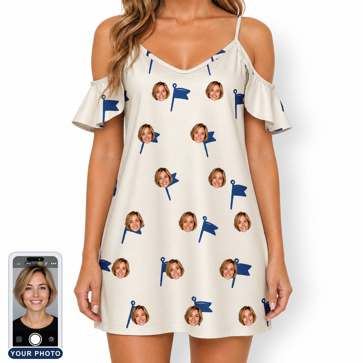 Women's Pin High Custom Face Off-Shoulder Dress