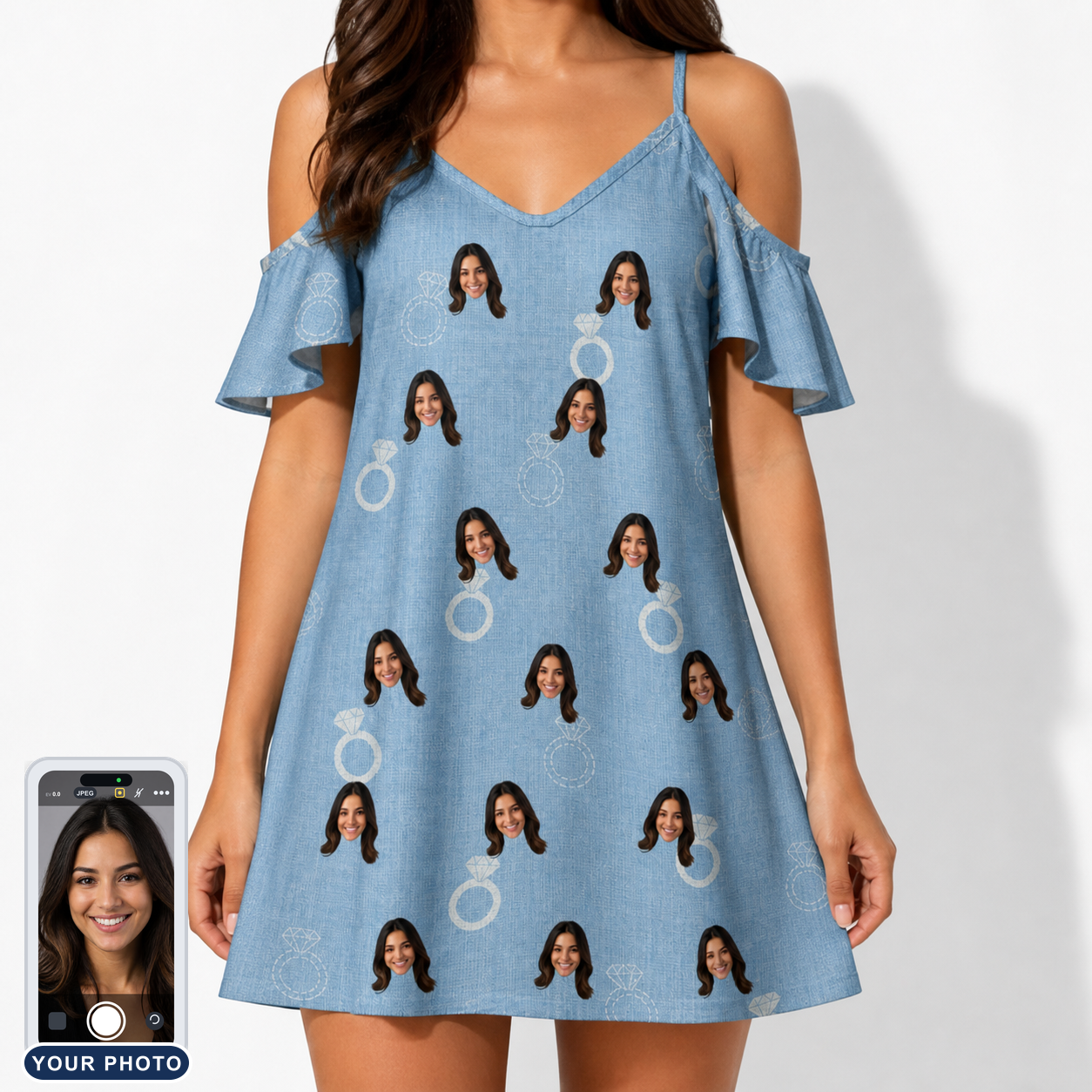 Women's Carat Chaos Custom Face Off-Shoulder Dress