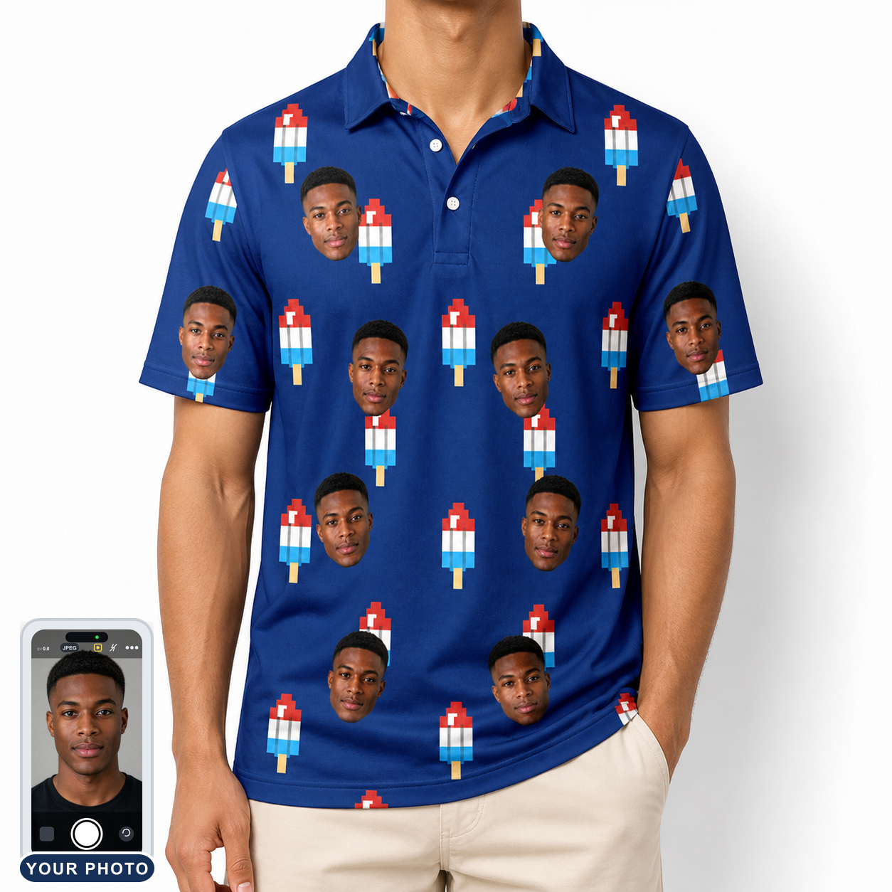 Men's Declaration Drips Custom Face Polo Shirt