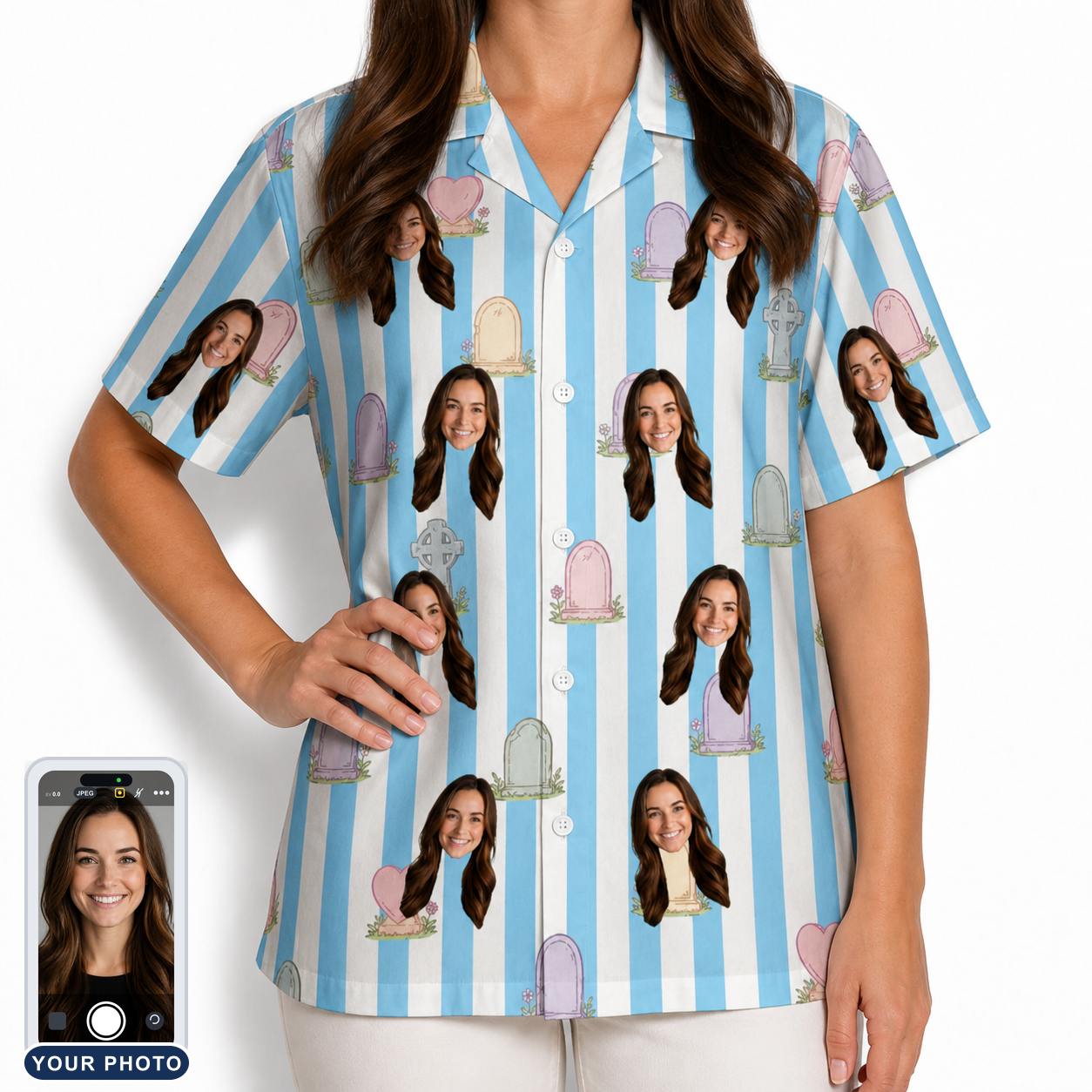 Women's Mausoleum Mirth Custom Face Hawaiian Shirt