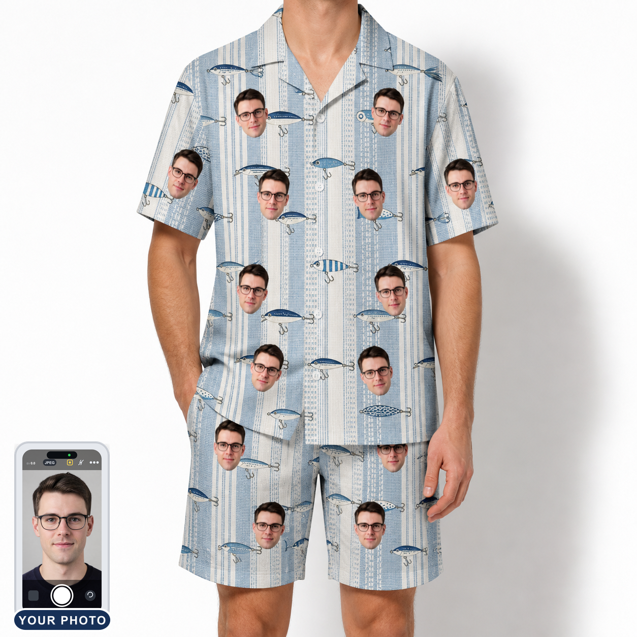 Men's Spoon Sizzle Custom Face Shirt & Shorts Set