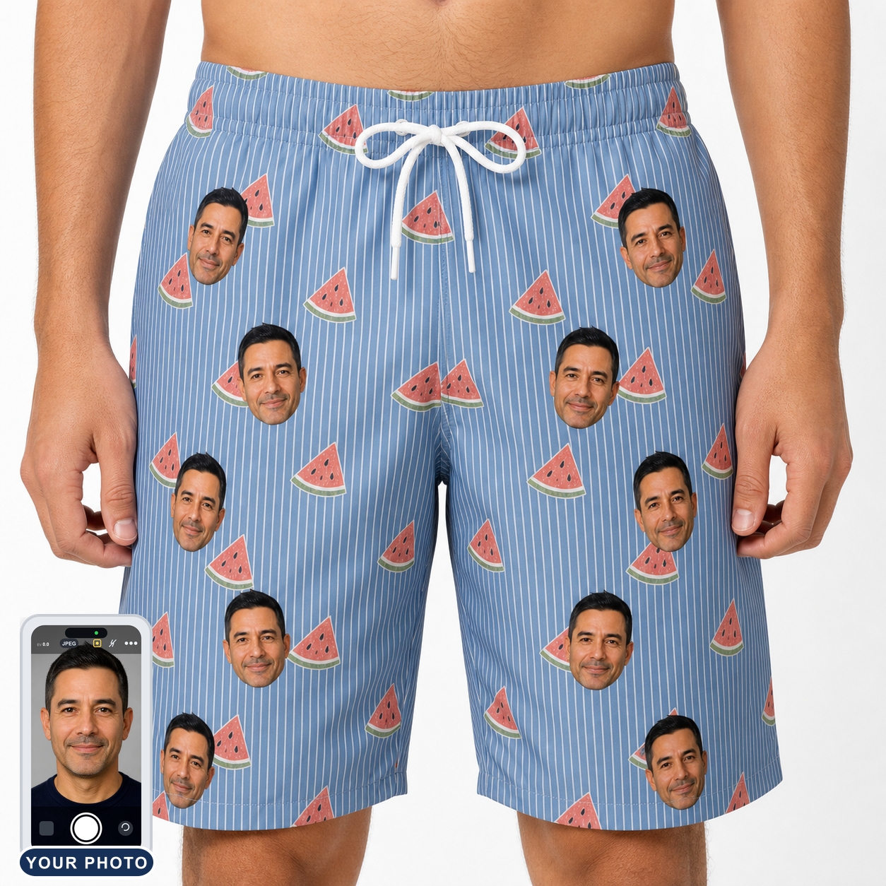 Men's Melon Mosaic Custom Face Beach Shorts