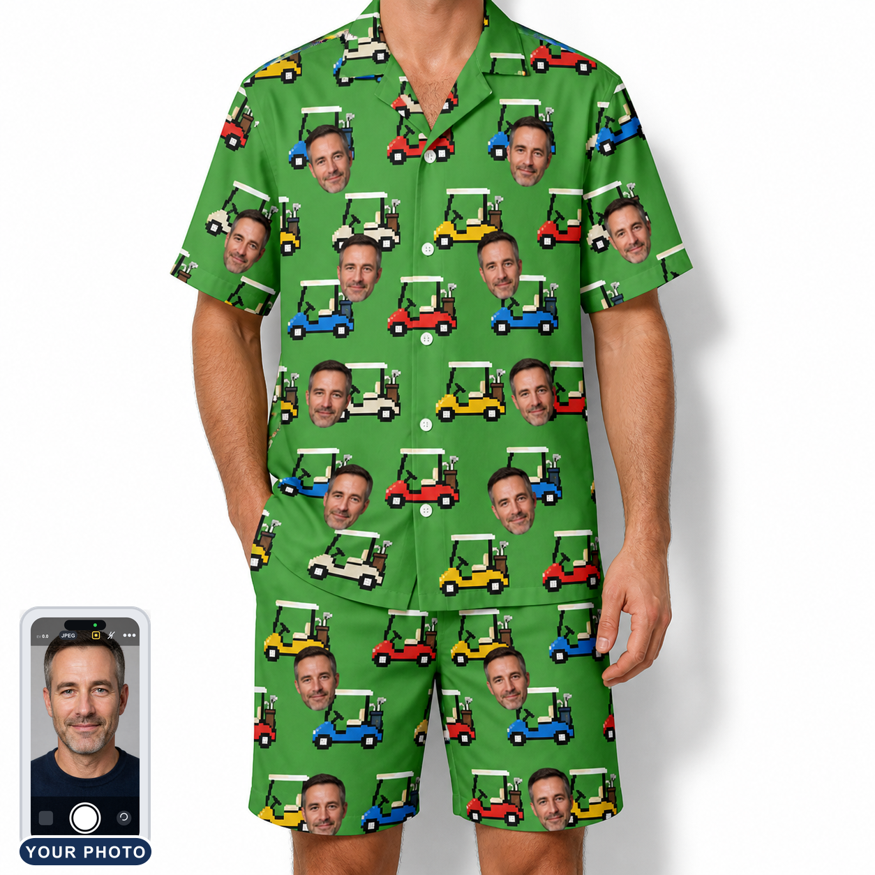 Men's Course Cruisers Custom Face Shirt & Shorts Set
