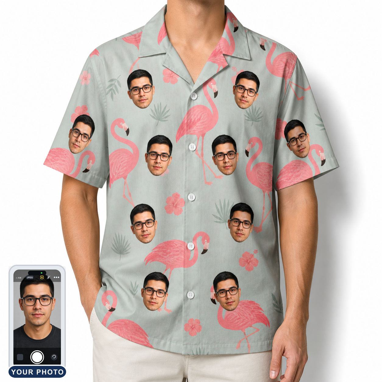 Men's Salmon Soiree Custom Face Hawaiian Shirt
