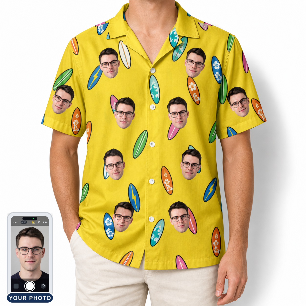 Men's Board Buddies Custom Face Hawaiian Shirt