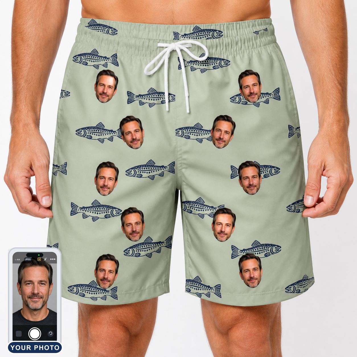 Men's Gill Giggles Custom Face Beach Shorts