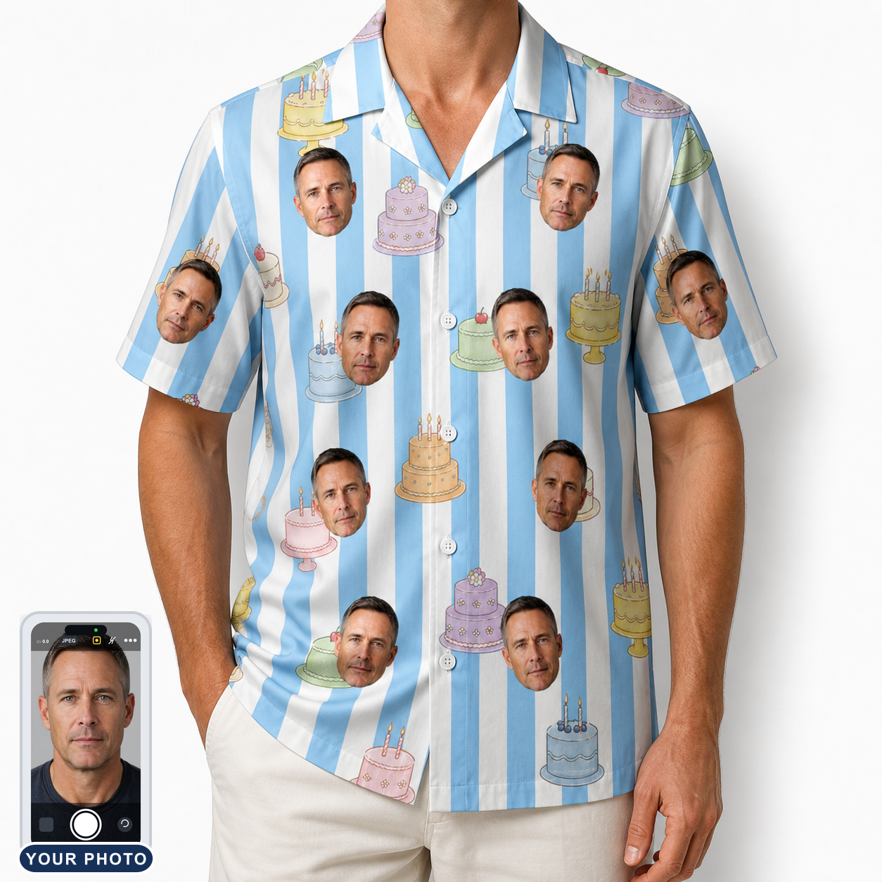 Men's Icing Illusion Custom Face Hawaiian Shirt